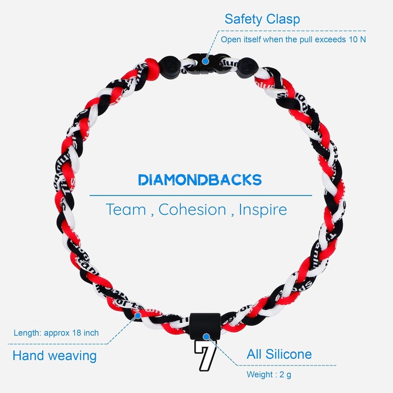 SUPBOMM Baseball Rope Necklaces, League Team Colors Braided Necklace with Number Pendant, Baseball Team Gifts - Image 2